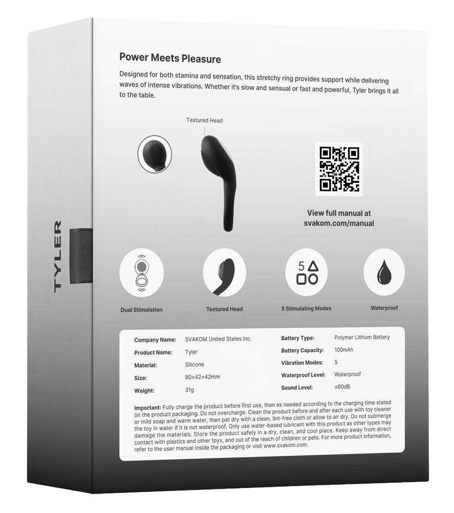 Vibro-Penisring „Tyler“ mit 5 Vibrationsmodi in je 5 Intensitäten