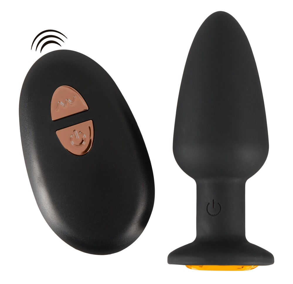 Vibroplug „Butt Plug mit Stein“ mit Fernbedienung, 7,5 cm