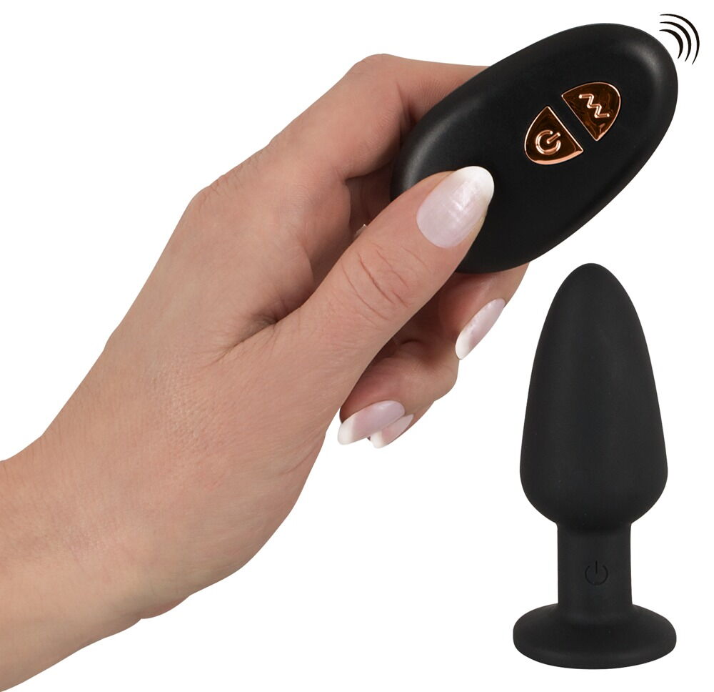 Vibroplug „Butt Plug mit Stein“ mit Fernbedienung, 7,5 cm