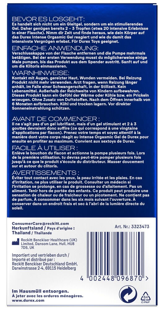 Stimulationsgel „Intense Orgasmic Gel“ mit prickelnden Effekten