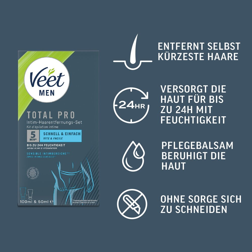 2-teiliges Enthaarungscreme-Set „Veet Men TOTAL PRO“