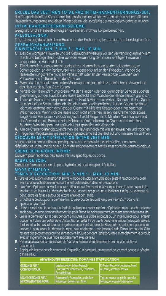 2-teiliges Enthaarungscreme-Set „Veet Men TOTAL PRO“