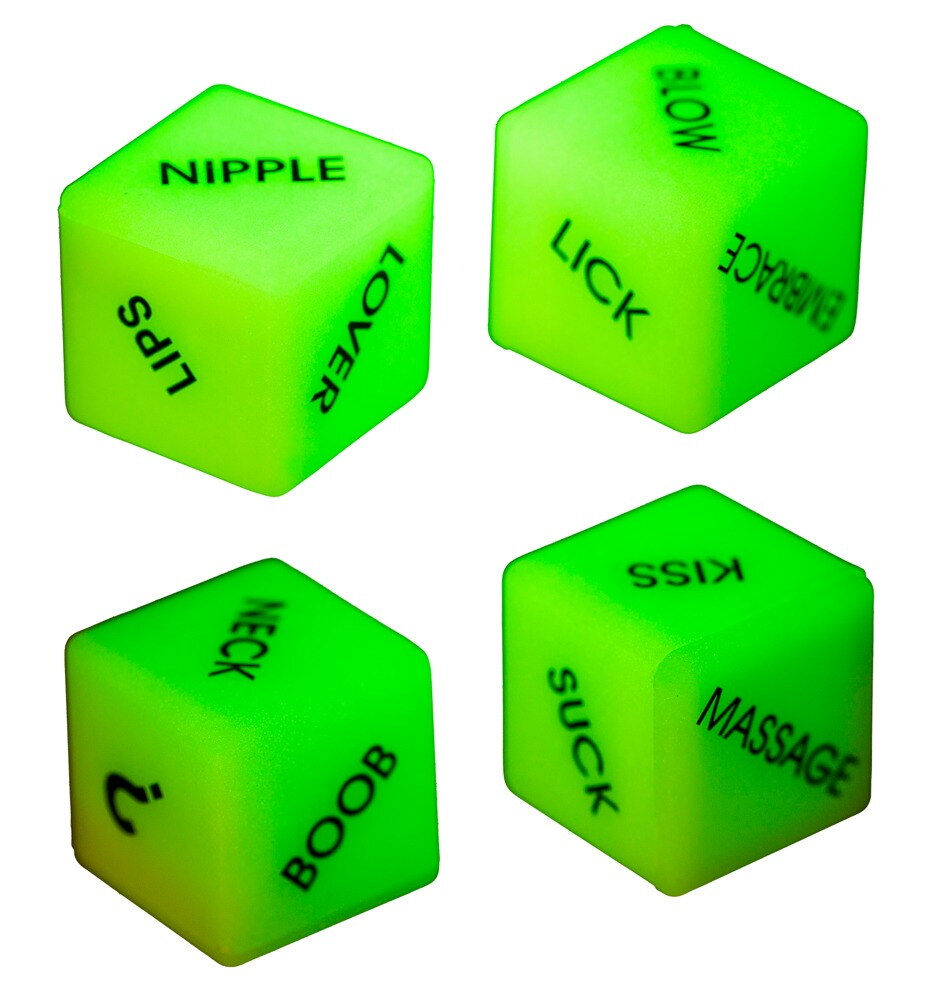 Liebeswürfel-Set „Glow in the Dark Love Dice“, englisch, 2 Stück