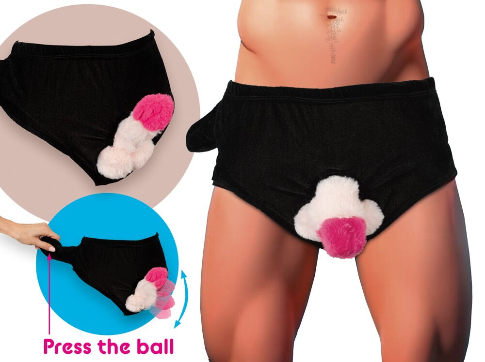 Gag-Slip mit beweglichem Plüsch-Penis