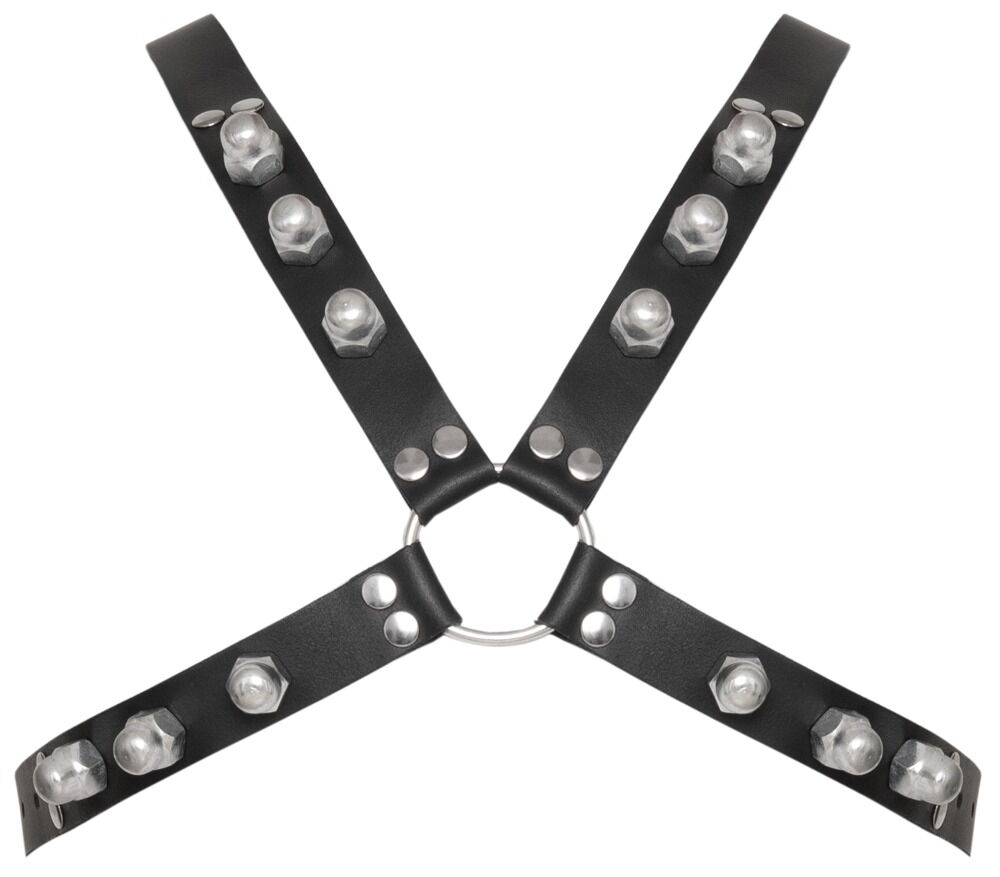 Leder-Brustharness mit markanten Kuppel-Ziernieten