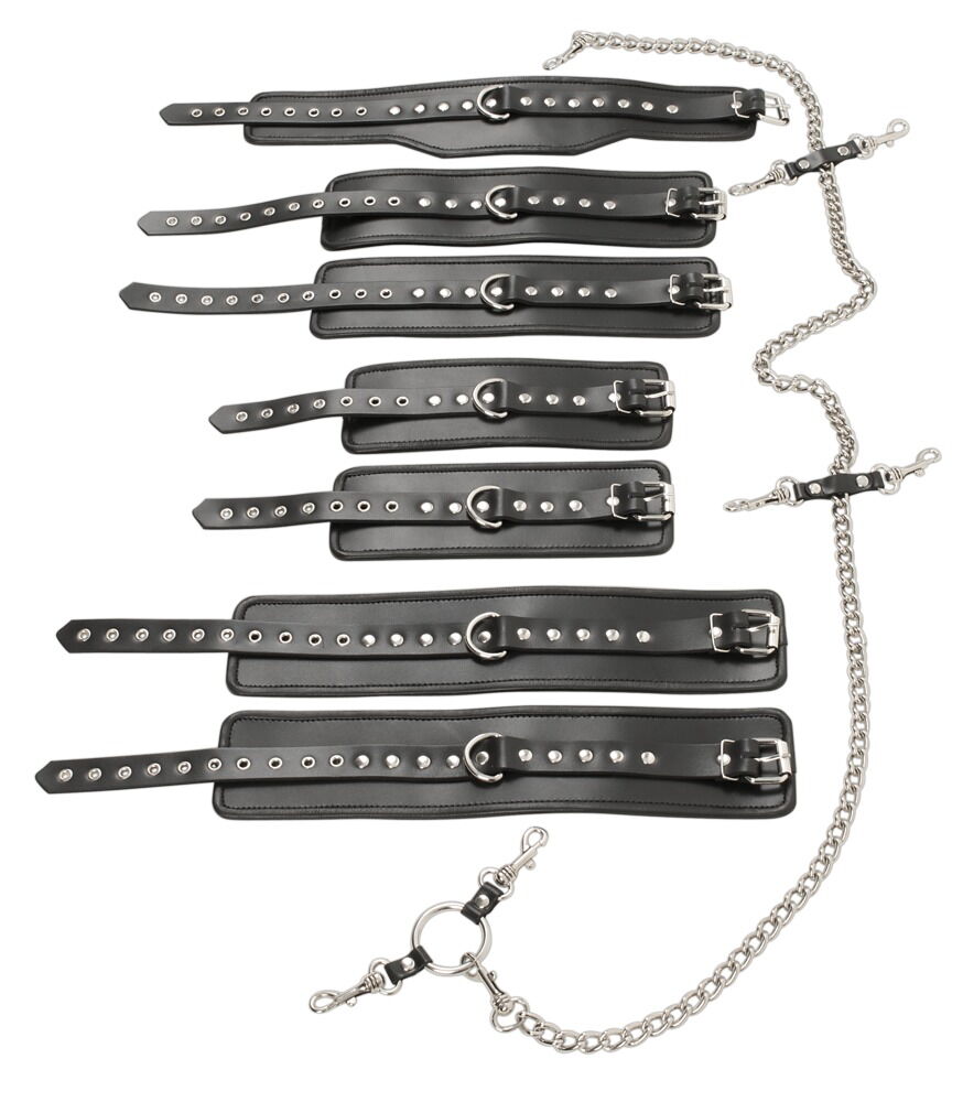Fessel-Set aus Leder für Hals, Oberarme, Hände und Füße