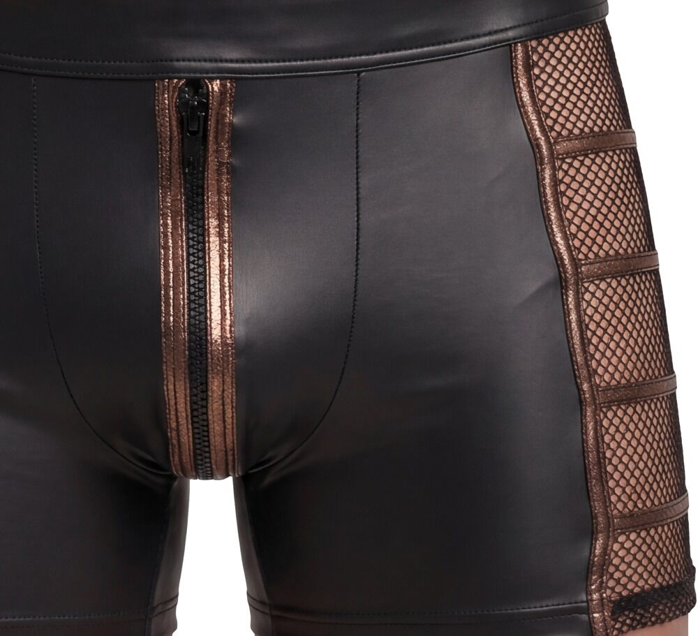 Pants im Wetlook mit Netz-Einsätzen