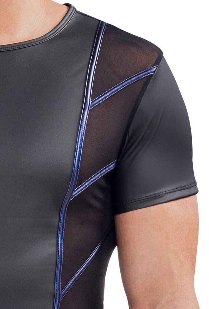 Shirt im stylischen Material-Mix