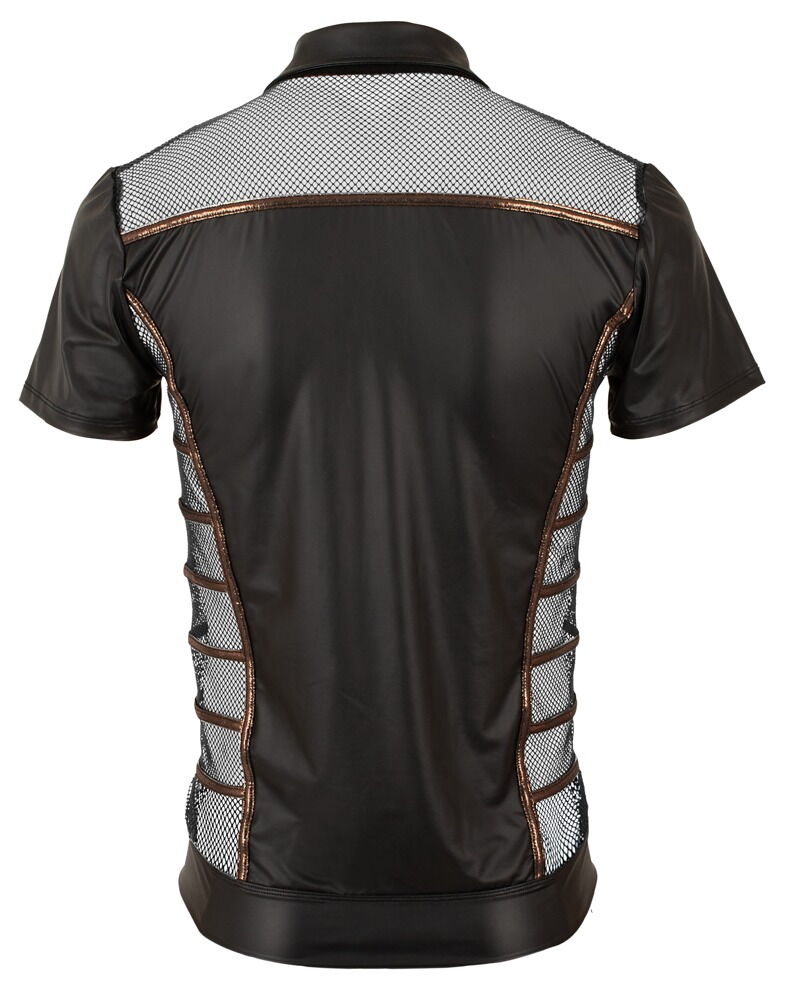 Shirt im Wetlook mit Netz-Einsätzen