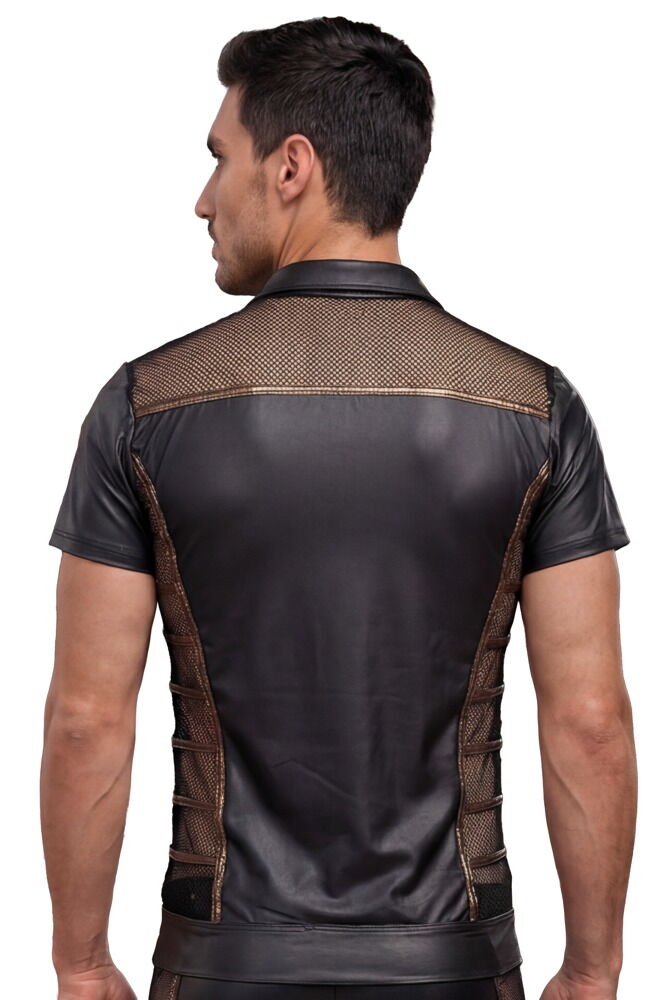 Shirt im Wetlook mit Netz-Einsätzen