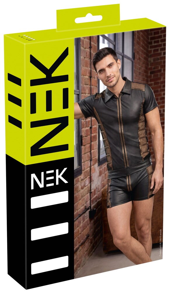 Shirt im Wetlook mit Netz-Einsätzen