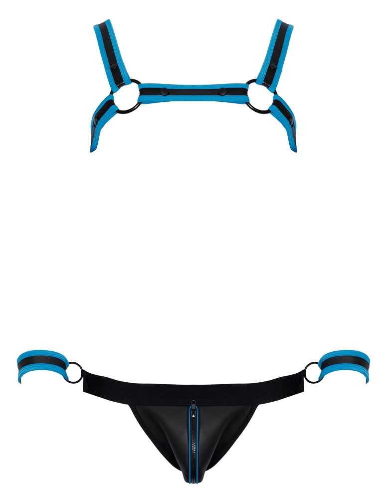 Harness plus Jock mit abnehmbaren Handfesseln