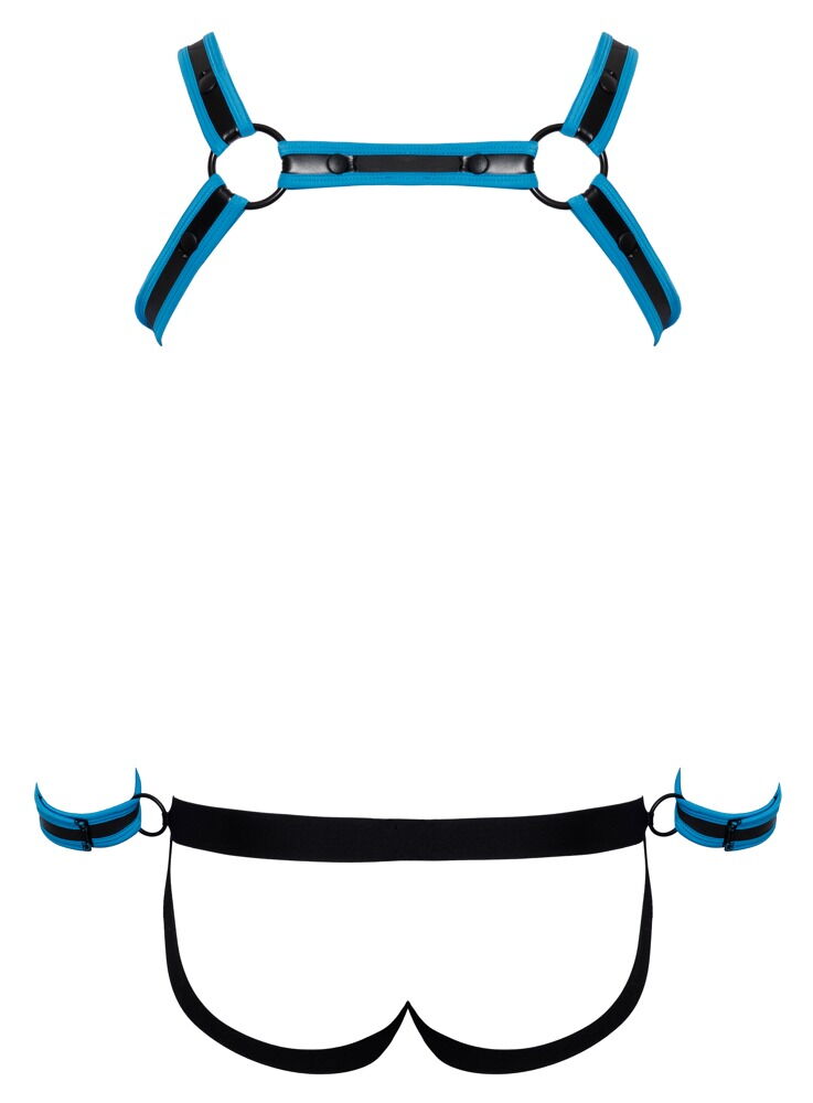 Harness plus Jock mit abnehmbaren Handfesseln