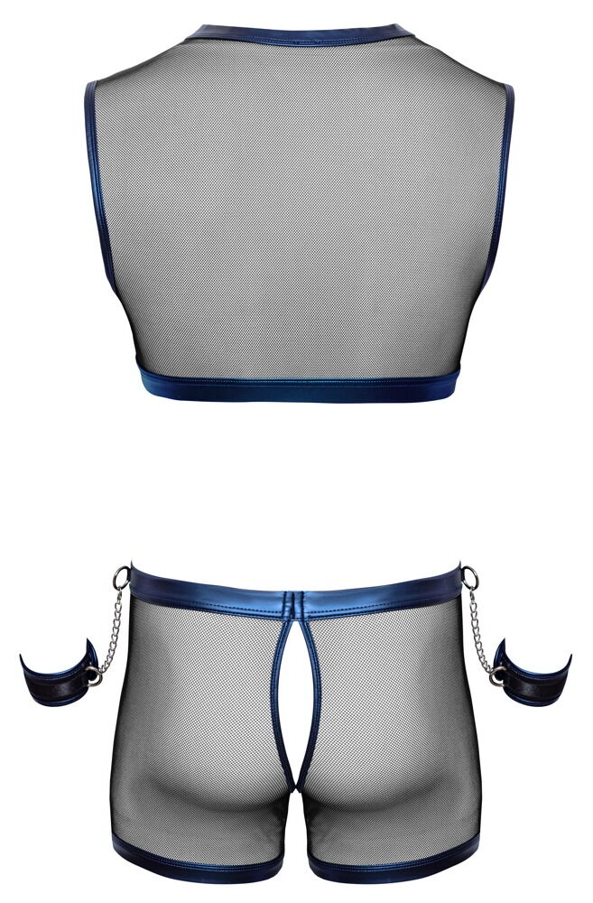 Netz-Top mit Netz-Pants & Handfesseln