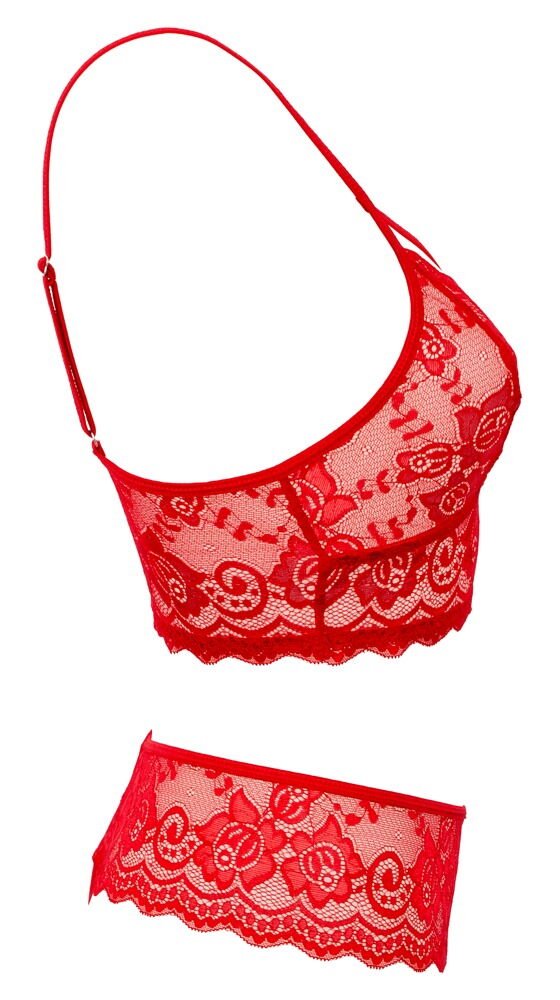 Bralette plus Riostring aus weicher roter Stretch-Spitze