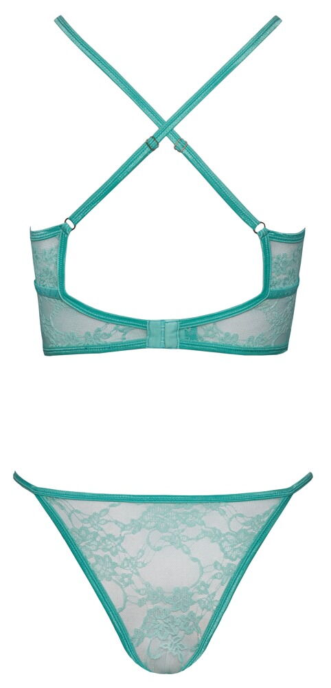 Dessous-Set aus mintfarbener Spitze