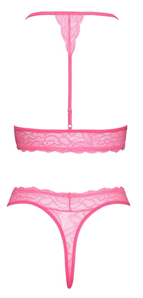 Dessous-Set aus pinkfarbener Spitze