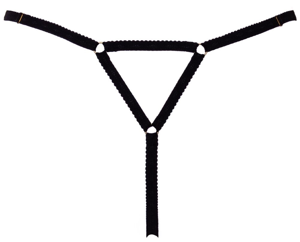 Ouvert-String mit Strass-Blüten