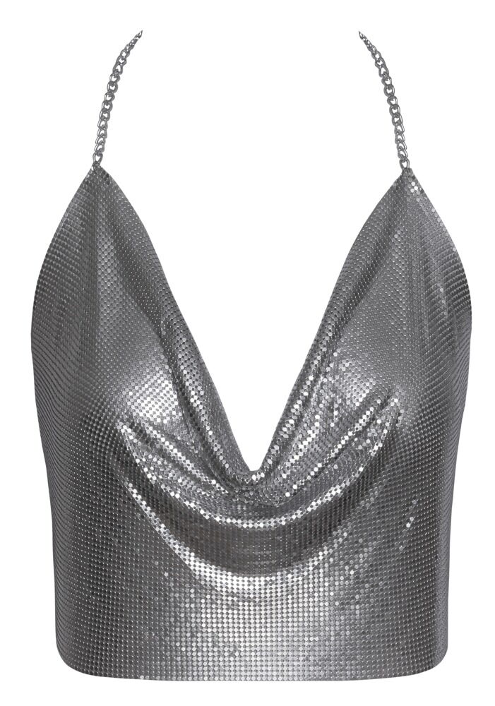 Metallic-Top mit Wasserfall-Ausschnitt