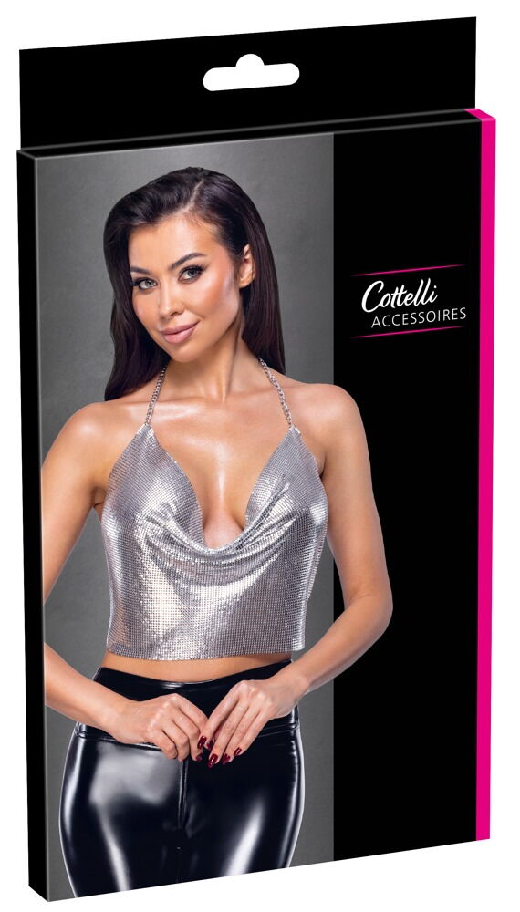 Metallic-Top mit Wasserfall-Ausschnitt
