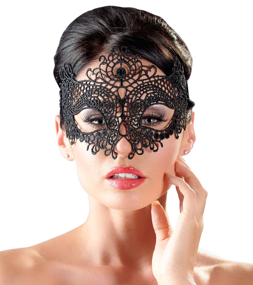Augenmaske aus filigraner Stickerei, mit Spitzenband zum Binden