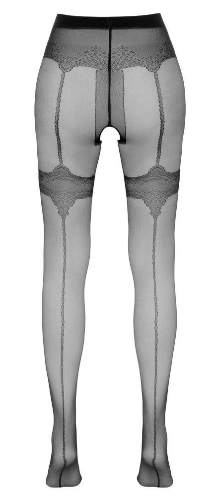 Strumpfhose ouvert mit Strumpfband und Ziernaht
