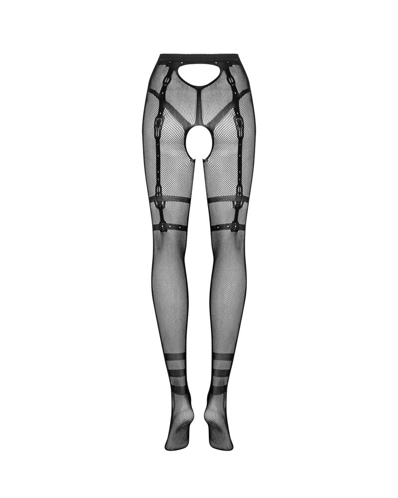 Strumpfhose ouvert mit eingewebter Straps-Optik