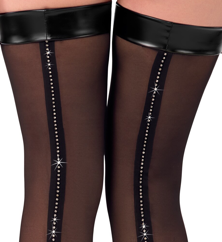 Overknees mit Glitzerstein-Naht
