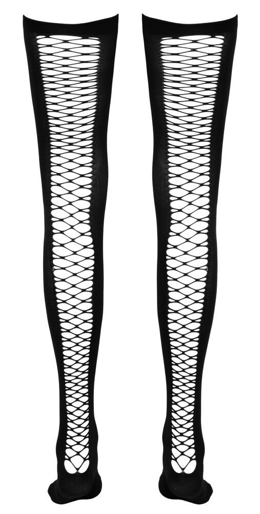 Overknees mit breiter Netz-Naht hinten
