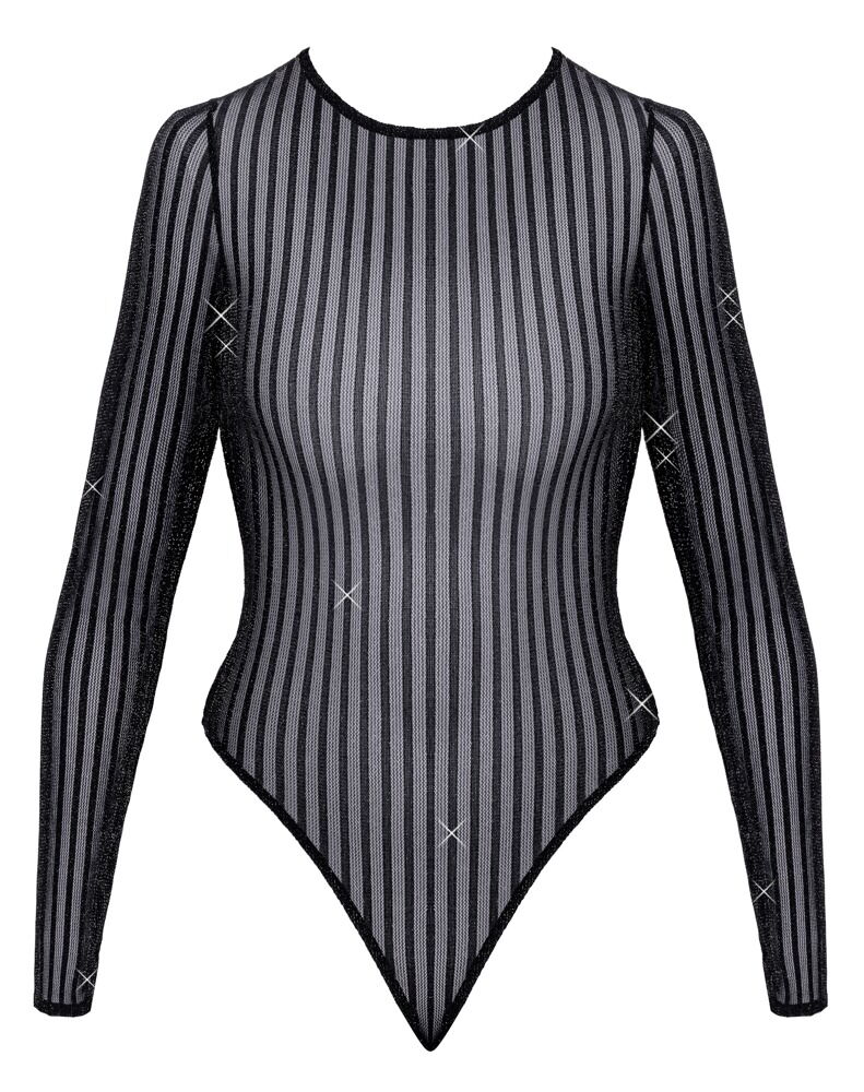 Body im schillernden Silver-Lurex-Streifenlook