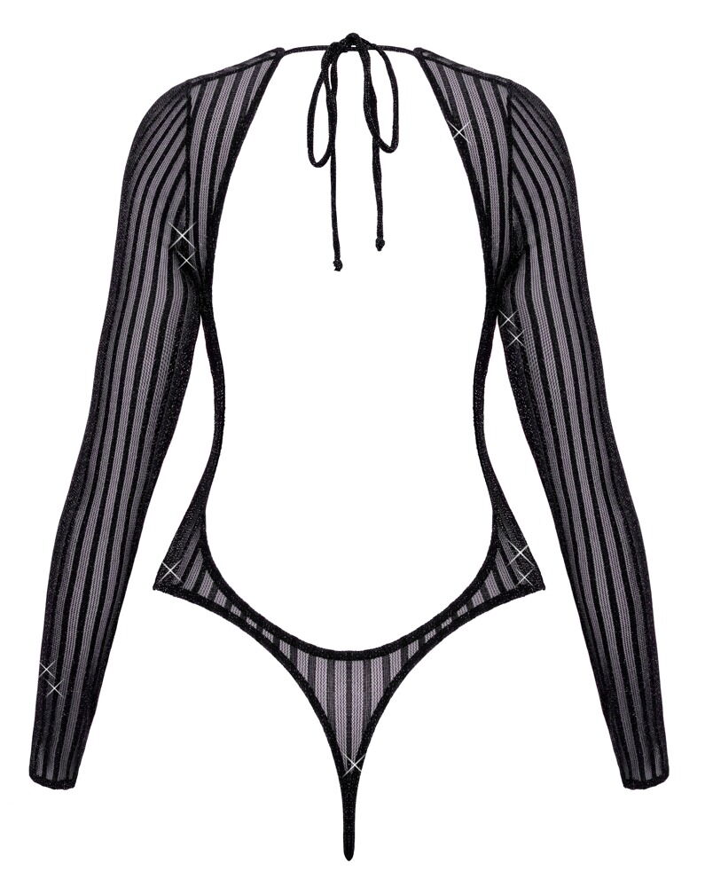 Body im schillernden Silver-Lurex-Streifenlook