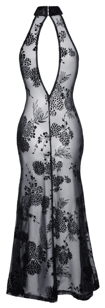 Kleid „Fucking Fabulous“ aus Powernet mit Blüten-Samtflockprint
