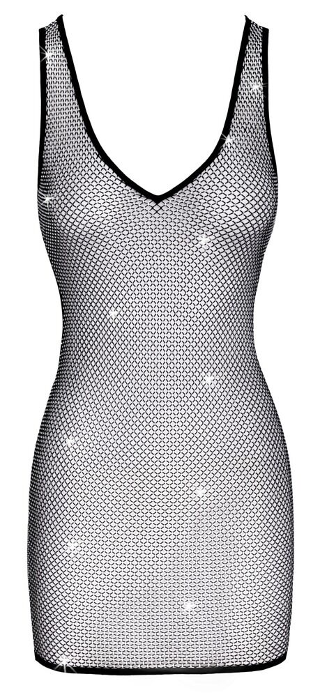 Netz-Minikleid mit Allover-Strassbesatz