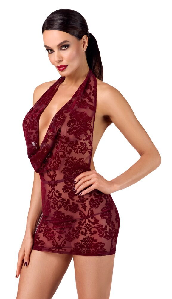 Minikleid „Kink Royal“ mit Samtflockprint-Ornamenten