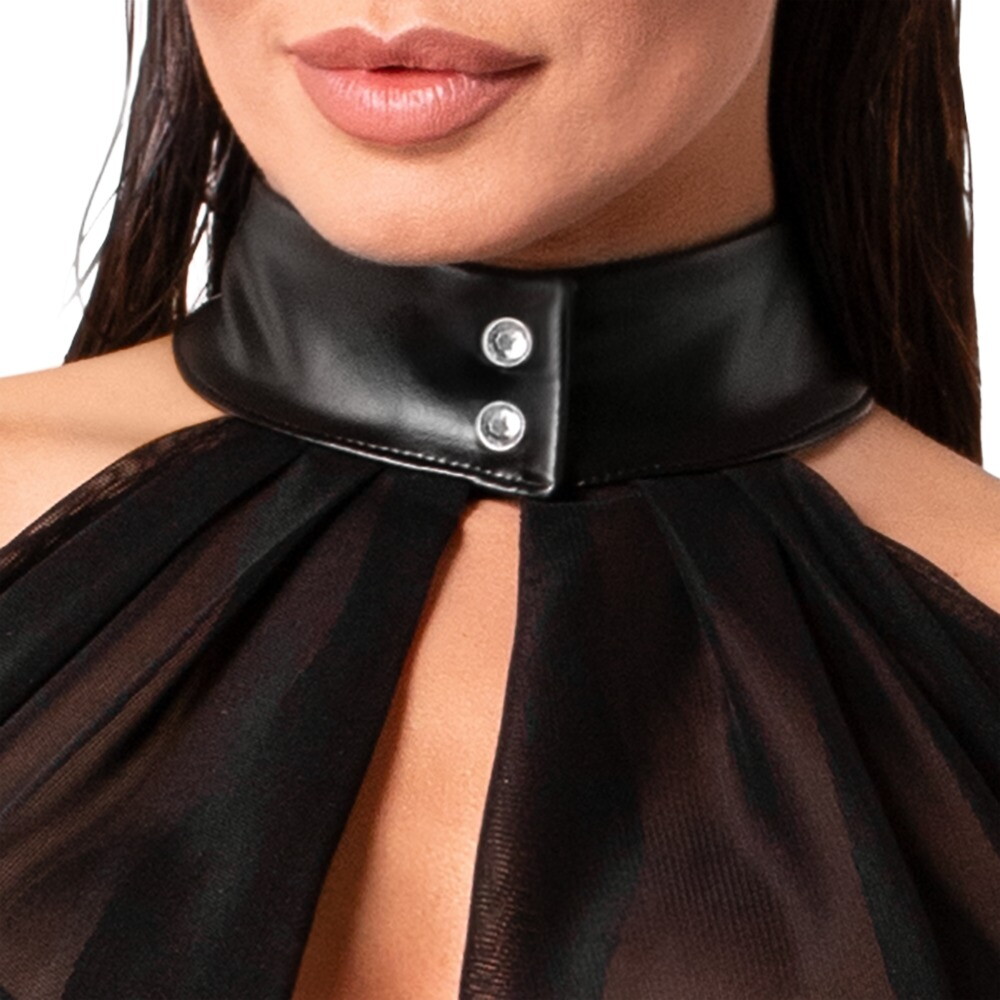 Transparent-Top „Orgia“ mit Halsband-Neckholder