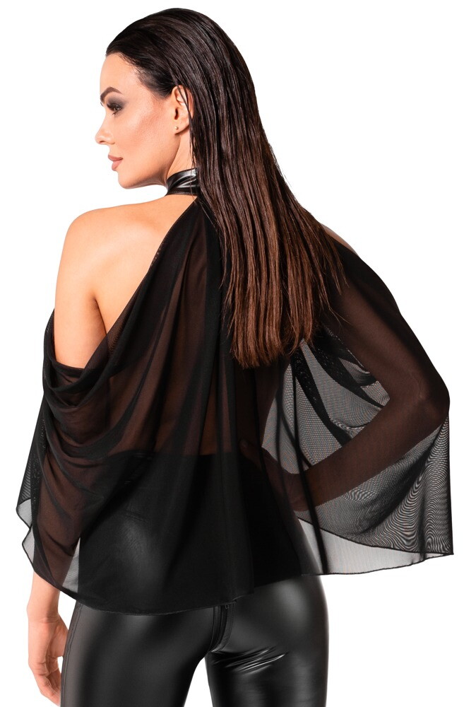 Transparent-Top „Orgia“ mit Halsband-Neckholder