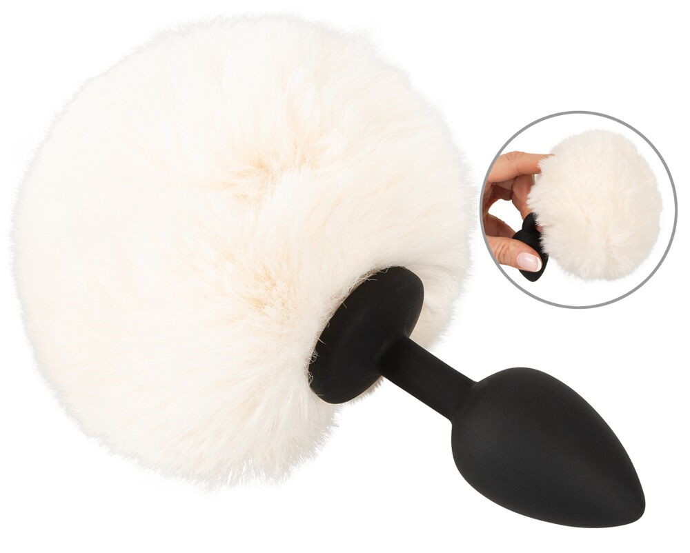 Analplug „fluffy tail size S“ mit Kunstfell-Puschel
