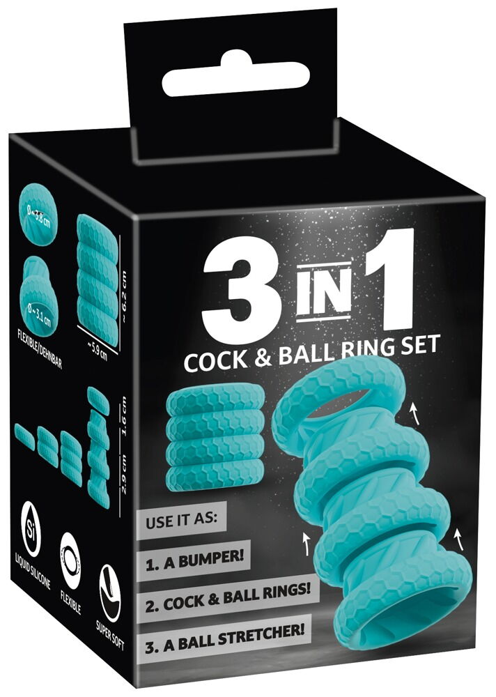 4-teiliges Penis-/Hodenring-Set
