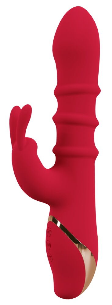 Rabbitvibrator mit 3 beweglichen Massageringen