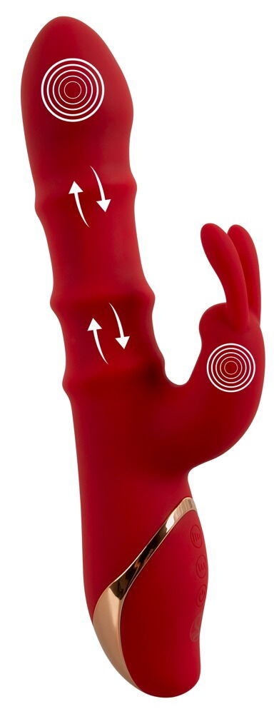 Rabbitvibrator mit 3 beweglichen Massageringen