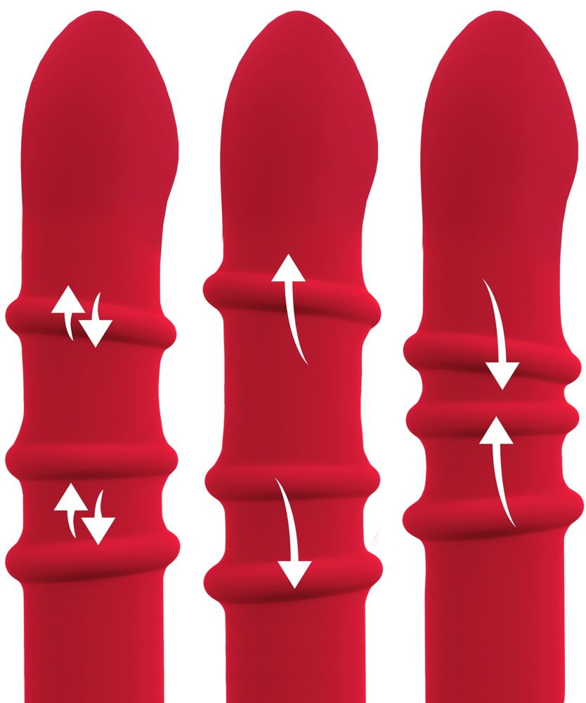 Rabbitvibrator mit 3 beweglichen Massageringen