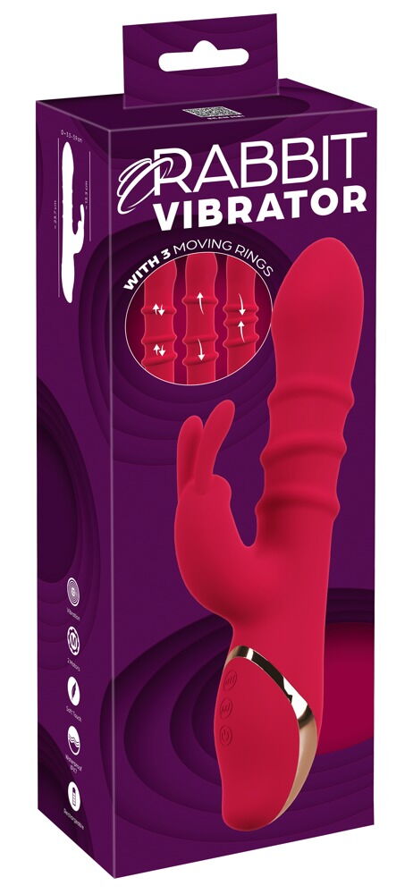 Rabbitvibrator mit 3 beweglichen Massageringen