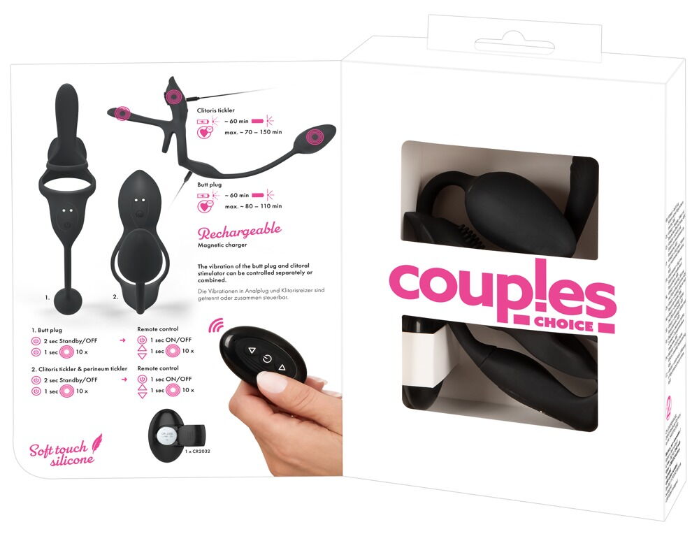 Paarvibrator „Multi Function“ mit Penis- & Hodenring, Klitoris- & Analvibrator