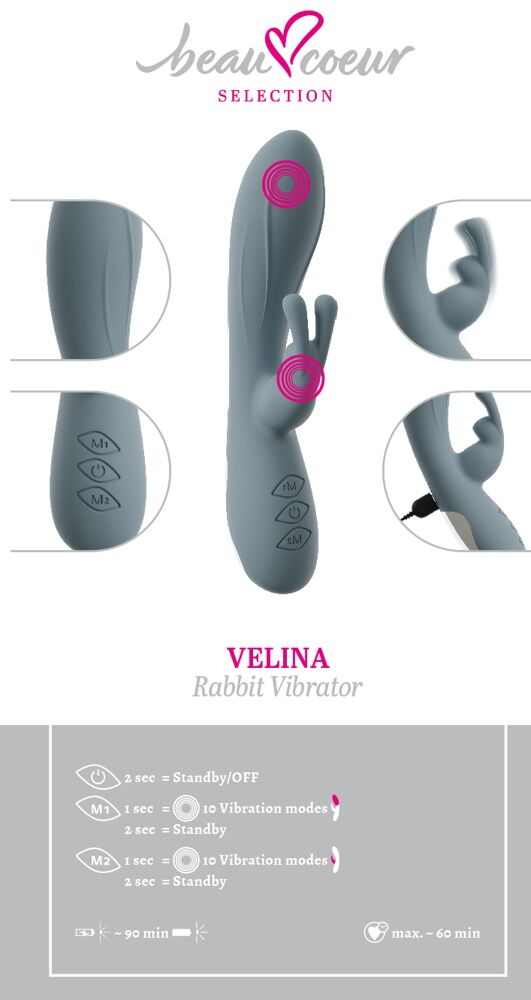 Rabbitvibrator „VELINA“ mit 2 x 10 Vibrationsmodi