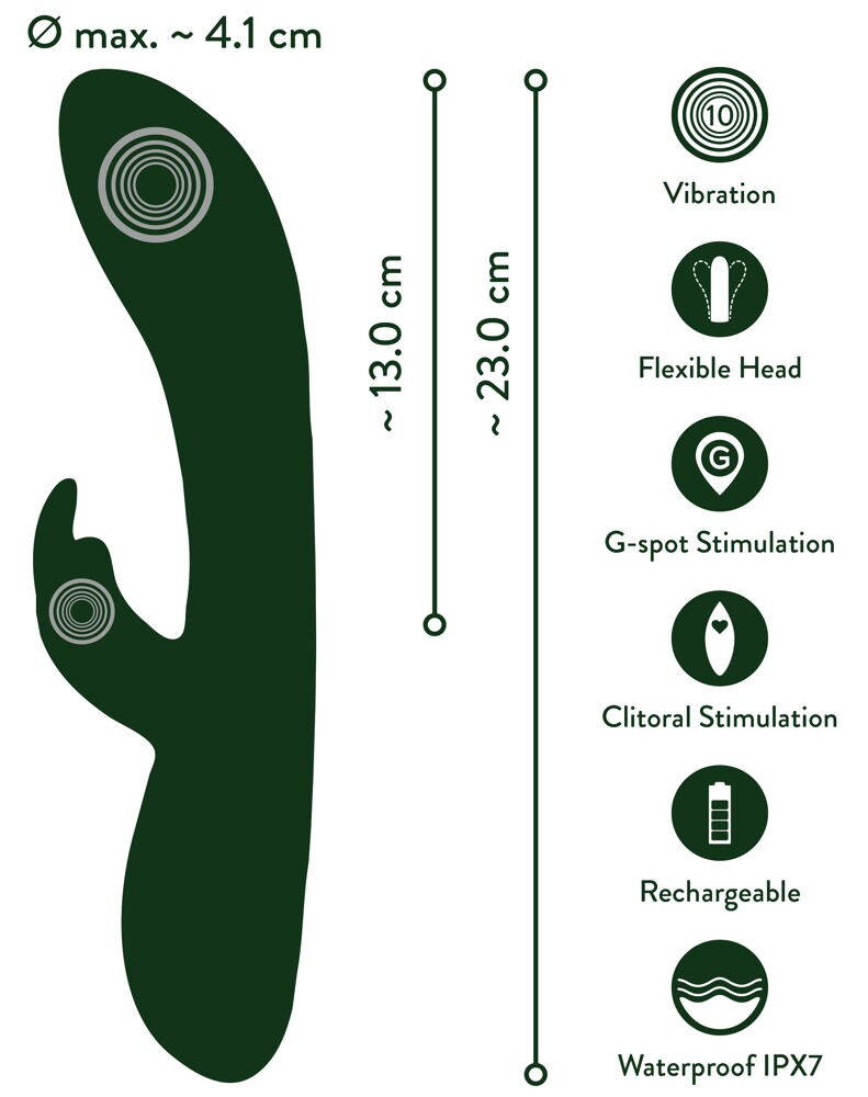 Rabbitvibrator „Luxurious“ mit 2 x 10 Vibrationsmodi