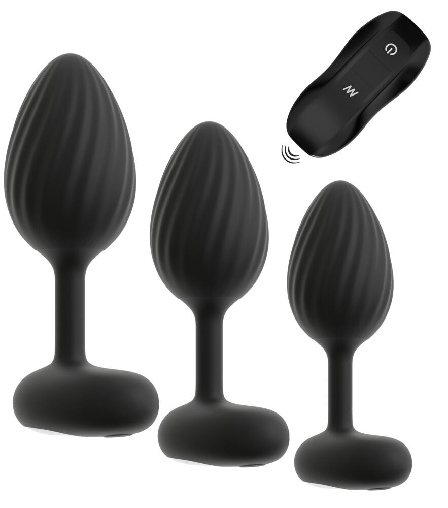 3-teiliges Analplug-Set mit Vibration
