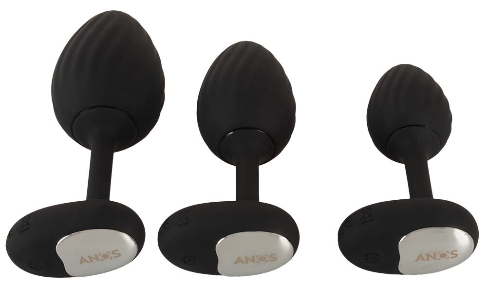 3-teiliges Analplug-Set mit Vibration