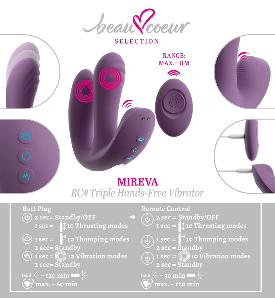 Triple-Vibrator „MIREVA“ mit Fernbedienung