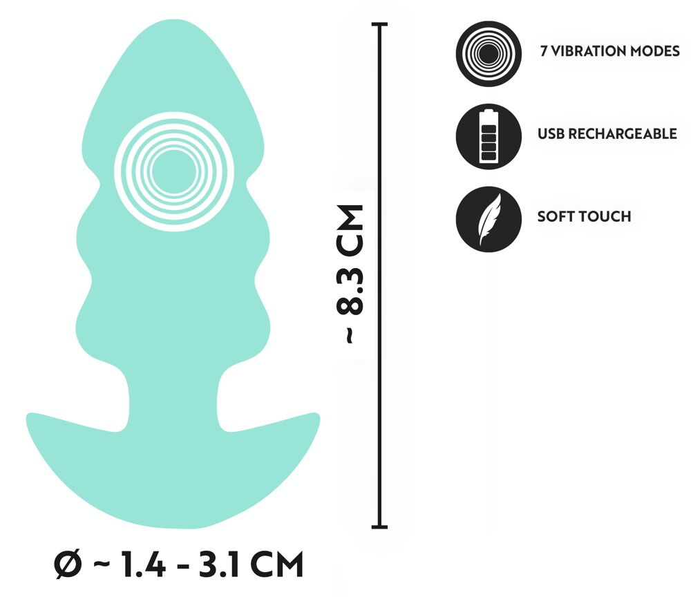 Analplug mit Tiefen-Vibration in 7 Modi