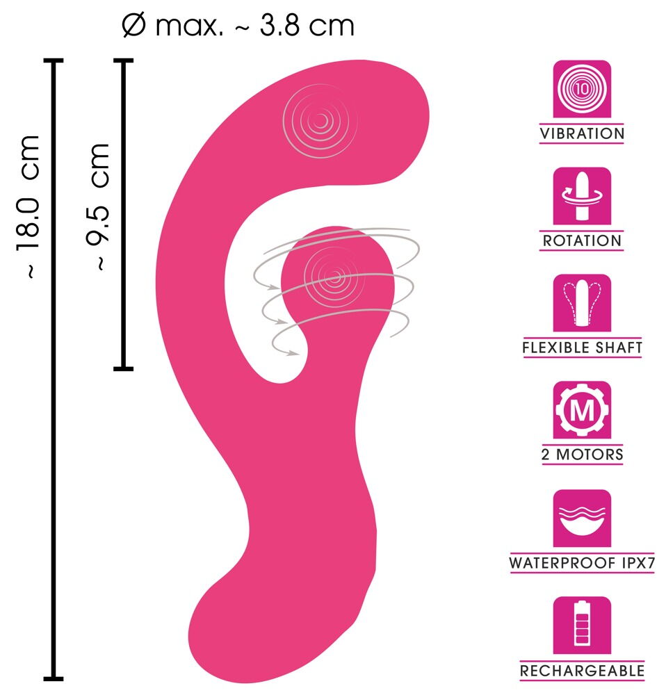 Rabbitvibrator „G-Spot“ mit rotierendem Klitoris-Stimulator